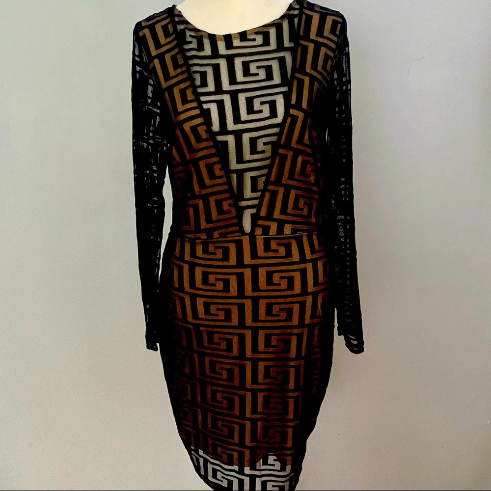 Sheer pattern print dress